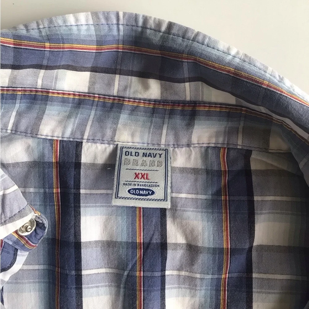 Y2K vintage western style skater vibe short sleeve snap button front Plaid Shirt